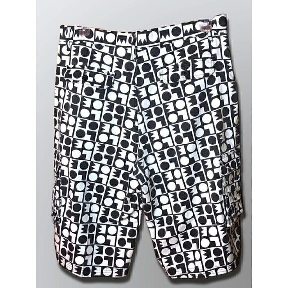 Blac Lacquer Casual Mens Shorts Black White  Size 36 INSEAM 13" - Picture 2 of 9